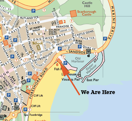 Map showing the location of Scarborough Lifeboat Station